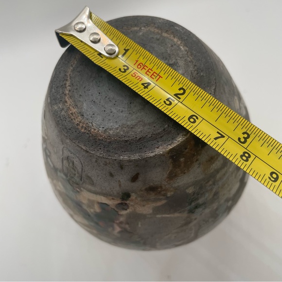 vintage 5’ Crystalline Glaze Pottery vase irredentist purple/green Tones Stamped - Picture 8 of 15